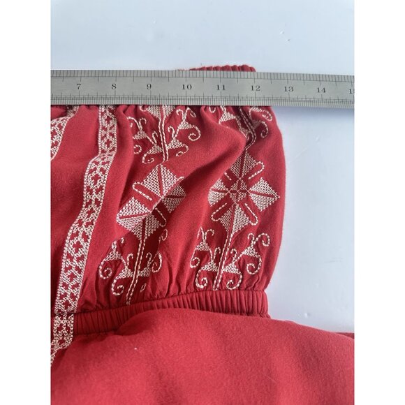 Papaya Strapless Maxi Dress Size M Crimson Red Embroidered Boho Charm Peasant - Picture 10 of 12